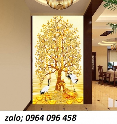 Tranh gạch ốp tường 3d cây kim tiền - SDXCC53