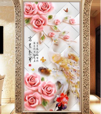 gạch ốp tường hoa hồng 3d