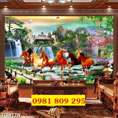 Gạch tranh ngựa mã đáo thành công HP8885