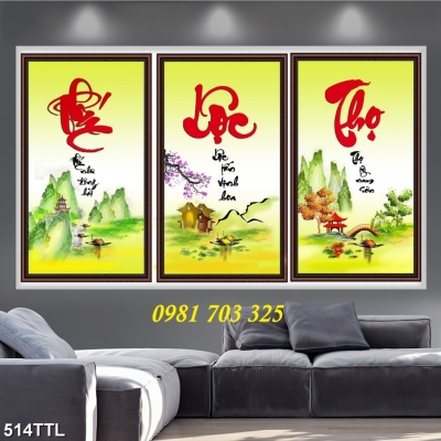 Tranh phúc lộc thọ- gạch tranh 3D ốp tường
