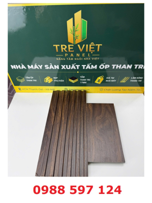 Tấm ốp than tre vân gỗ kèm lam sóng