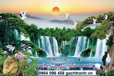 Tranh 3d sơn thủy hữu tình - tranh gạch 3d ốp tường - 743SB