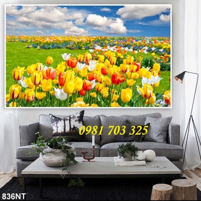 tranh phong cảnh- gạch tranh 3D cảnh vườn hoa