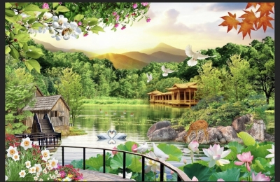 Tranh gạch 3d ốp tường phong cảnh đẹp - 322XD