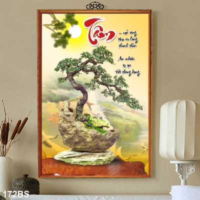 Tranh gạch cây bon sai trang trí