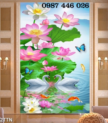 Gạch tranh hoa sen 3d đẹp HP834