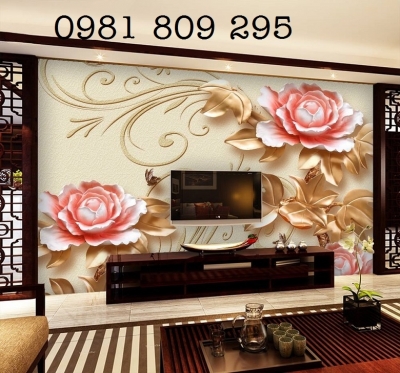 Gạch tranh - tranh 3d mẫu đơn