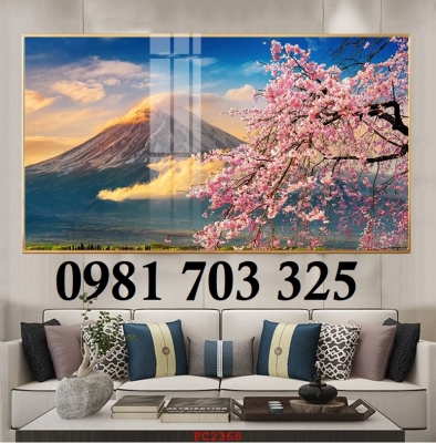 Gạch tranh hoa đào 3D dán tường
