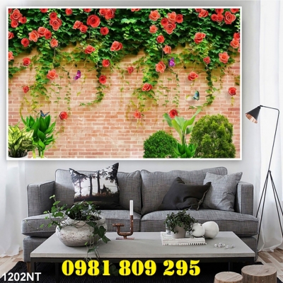 Tranh gạch hoa ốp tường 3d