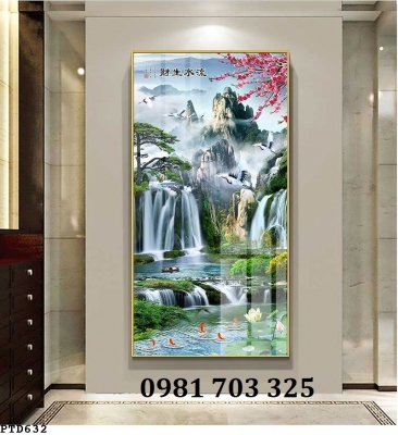 gạch tranh thác nước dán tường khổ đứng