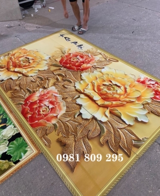 Mẫu gạch men ốp tường 3d hoa mẫu đơn