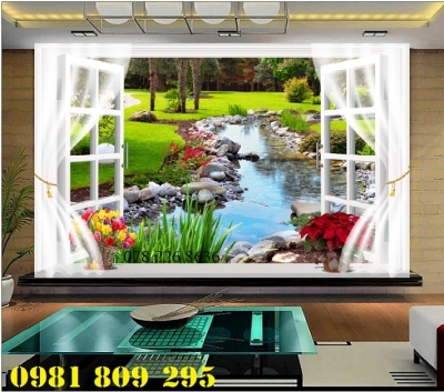 tranh cửa sổ - gạch tranh 3d phong cảnh