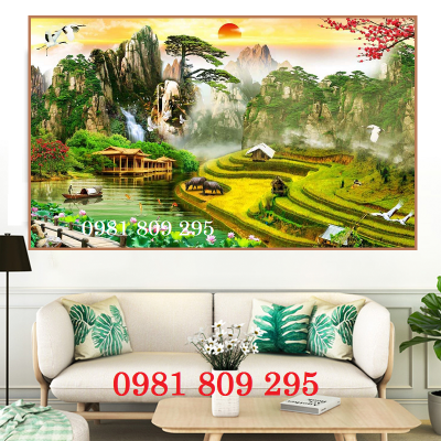 Tranh gạch men sơn thủy 3d