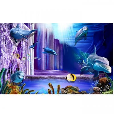 Tranh gạch 3D  ốp tường- tranh cá heo