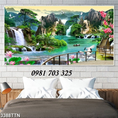 Gạch tranh sơn thủy hữu tình đẹp