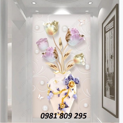 Gạch tranh 3d bình hoa ,  tranh cao cấp
