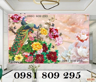Tranh gạch 3d chim công - tranh sứ ngọc