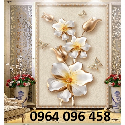 Tranh gạch 3d hoa ngọc phòng khách - 555XP