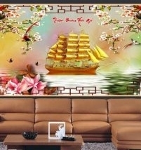 Tranh huyền buồm 3d - tranh gạch 3d thuyền buồm - 986CA