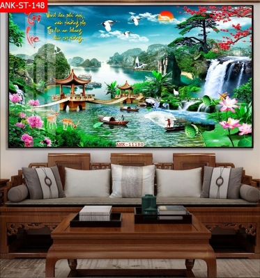 Tranh gạch 3d phong cảnh phòng khách - BVV75