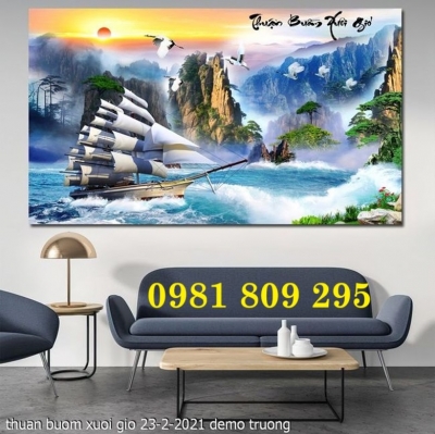 Gạch 3d thuyền buồm , tranh gạch HK9222