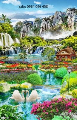 Tranh gạch 3d phong cảnh khổ dọc - HFDS