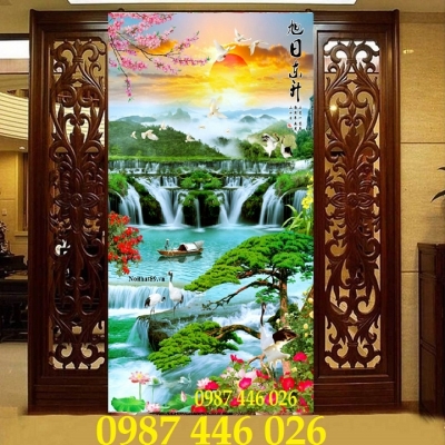 Gạch tường tranh phong cảnh 3d