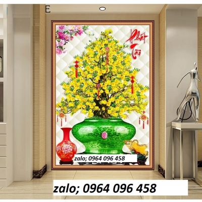 Tranh cây mai 3d - tranh gạch 3d cây mai - KMMM06