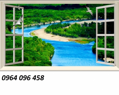Tranh gạch ốp tường cửa sổ 3d - JSX433