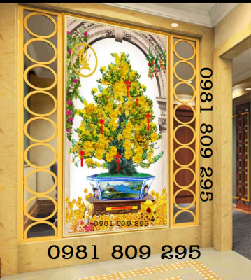 Gạch tranh - cây mai vàng 3d