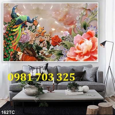 Tranh gạch men 3D chim công