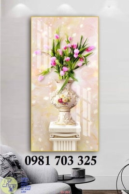 Gạch tranh 3d chim công trang trí