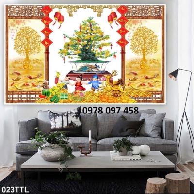 Tranh gạch men cây kim tiền.