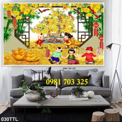 Tranh gạch men 3D hoa mai vàng