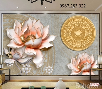 Tranh gạch- Tranh hoa sen