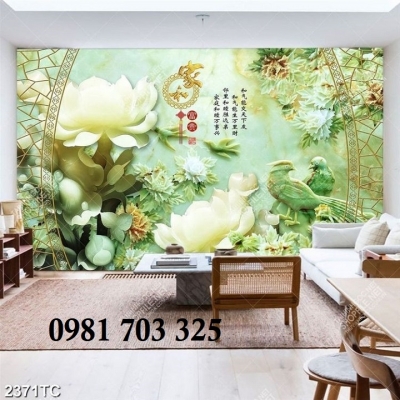 Tranh gạch hoa mẫu đơn 3D