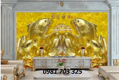 Tranh 3D cá chép- gạch tranh 3D