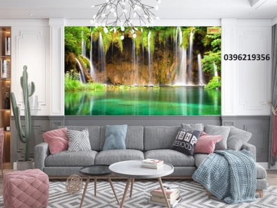 Tranh gạch 3D hình thác nước trang trí