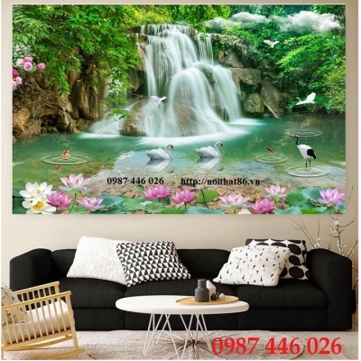 Gạch ốp tường tranh gạch phong cảnh thác nước HP7222