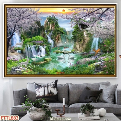 Tranh 3D- Tranh gạch thác nước