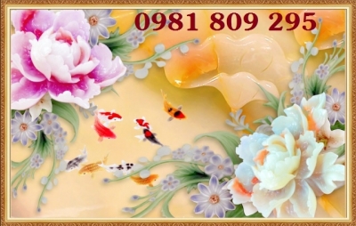Gạch tranh 3d ốp tường hoa mẫu đơn HO8365