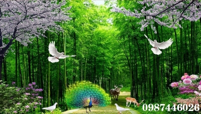 Gạch tranh hàng tre xanh HP7384