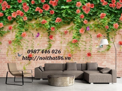 Gạch tranh giàn hoa 3d