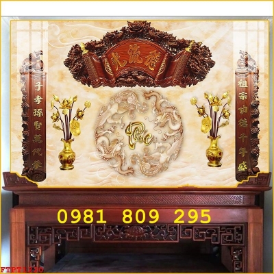 Tranh 3d phòng thờ , tranh gạch men HP8578
