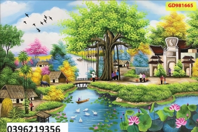 Tranh gạch đồng quê đẹp