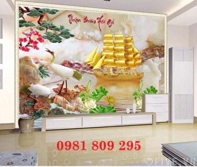 Tranh 3d , gạch tranh cao cấp thuyền buồm , gạch 3d HN9946