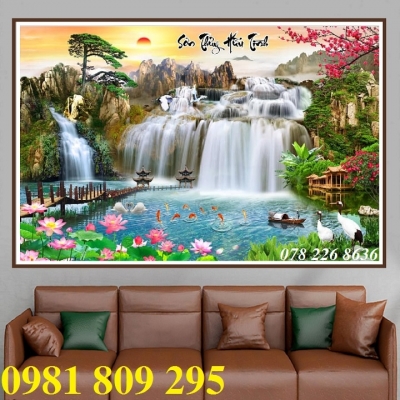 Tranh phong cảnh sơn thủy hữu tình-Tranh 3D phòng khách