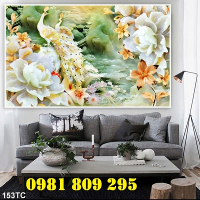 Gạch 3d chim công , tranh gạch men