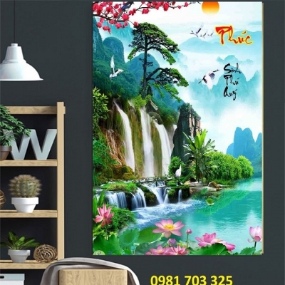 Gạch tranh khổ đứng 3D trang trí