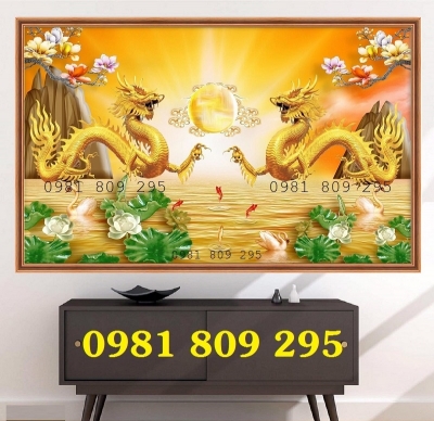Tranh gạch men 3d rồng vàng